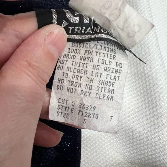 90s‎ Y2K Navy Blue Turquoise Sparkly Starburst Low Back Spaghetti Strap Dress - Picture 6 of 13